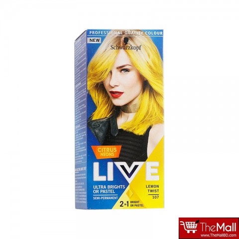 Schwarzkopf Live Ultra Brights Or Pastel Citrus Neons Semi Permanent Hair Colour - 107 Lemon Twist