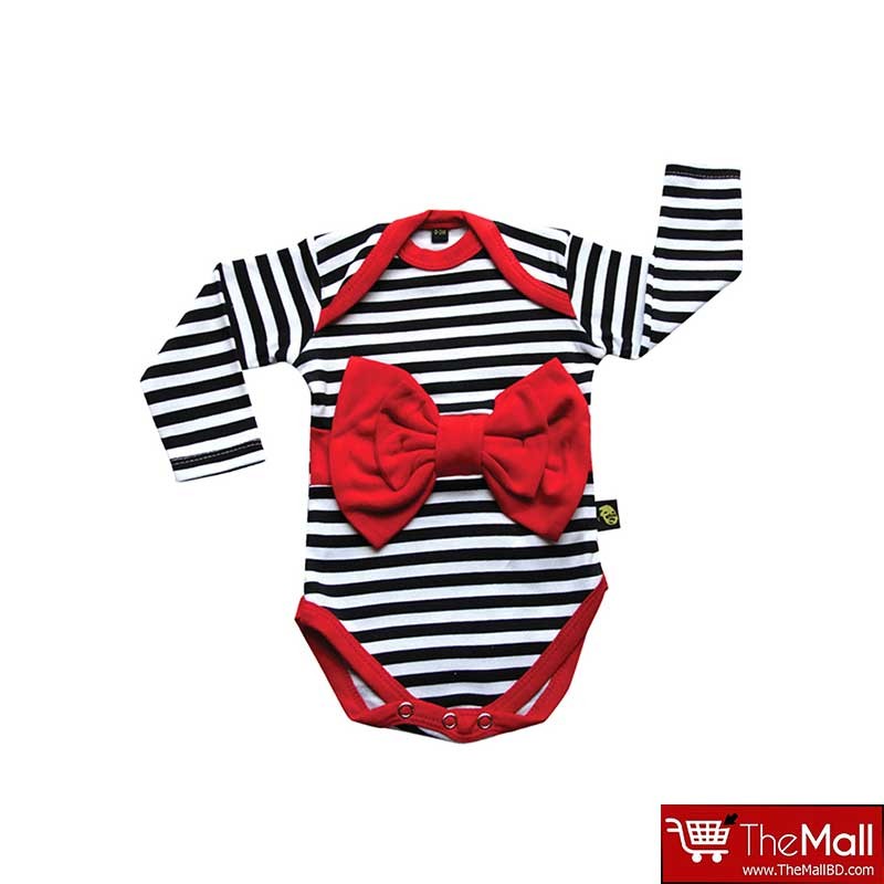 Rockabye Baby Red Bow Stripe Long Sleeve Bodysuit 6-12m