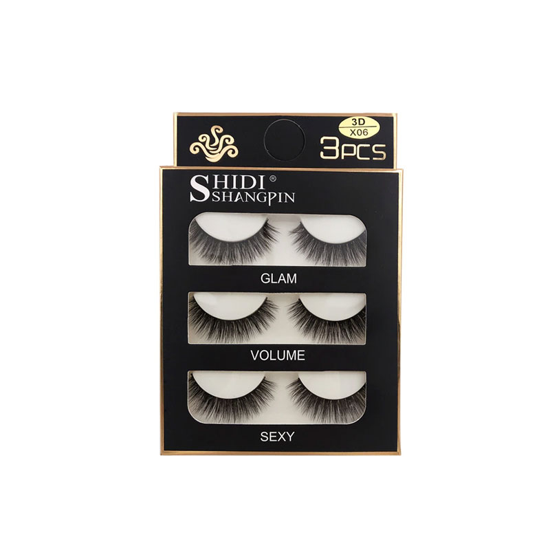 3D Faux Mink Hair Soft 3 Pairs False Eyelashes - X06