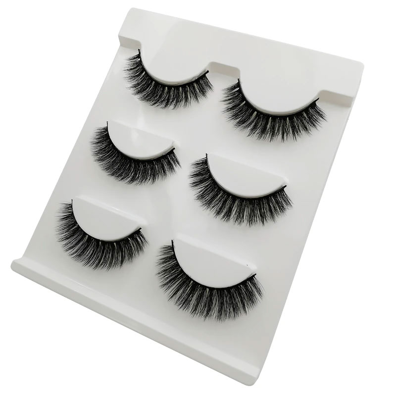 3D Faux Mink Hair Soft 3 Pairs False Eyelashes - X06
