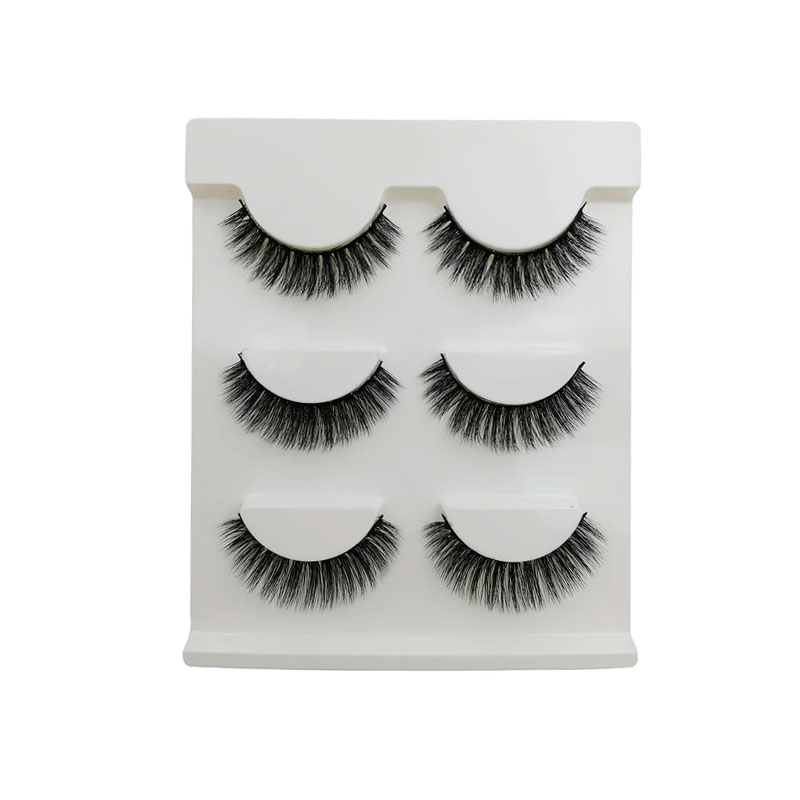 3D Faux Mink Hair Soft 3 Pairs False Eyelashes - X06