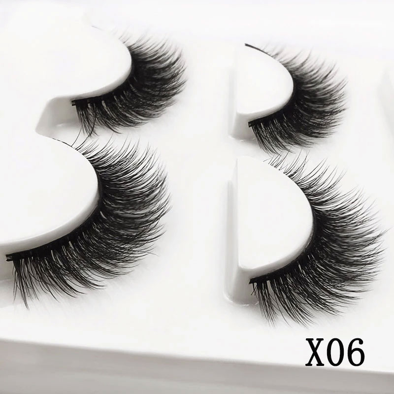 3D Faux Mink Hair Soft 3 Pairs False Eyelashes - X06