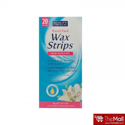 Beauty Formulas Travel Pack Wax Strips Hair Remover 20 Wax Strips