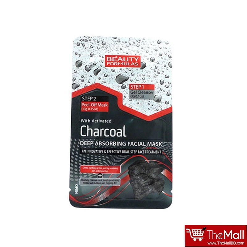 Beauty Formulas 2 Step Deep Absorbing Charcoal Facial Face Mask