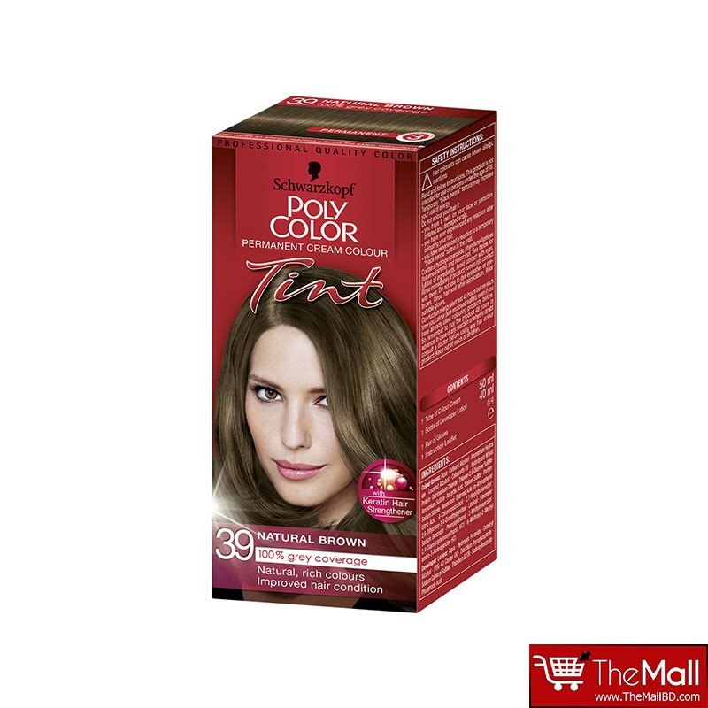 Schwarzkopf Poly Color Permanent Cream Colour Tint - 39 Natural Brown