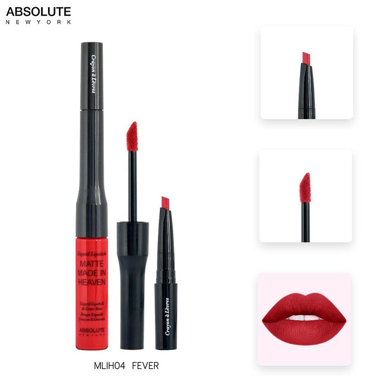 Absolute New York Matte Made In Heaven Liquid Lipstick & Liner Duo - MLIH04 Fever