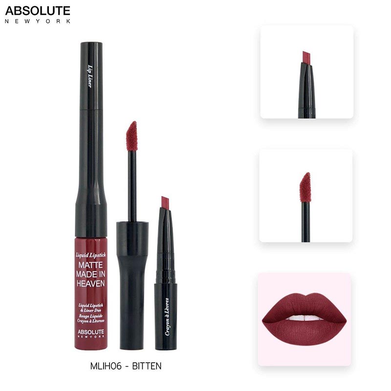 Absolute New York Matte Made In Heaven Liquid Lipstick & Liner Duo - MLIH06 Bitten