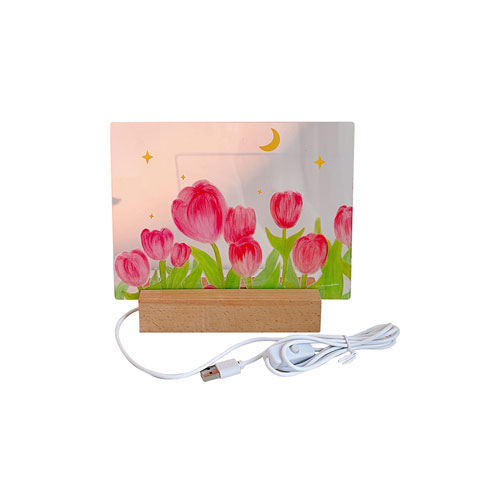 Acrylic Transparent Tulip Wooden Night Light