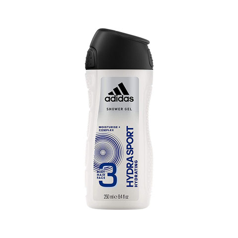 Adidas Hydra Sport Hydrating Shower Gel With Moisturiser Complex For Body Hair Face 250ml