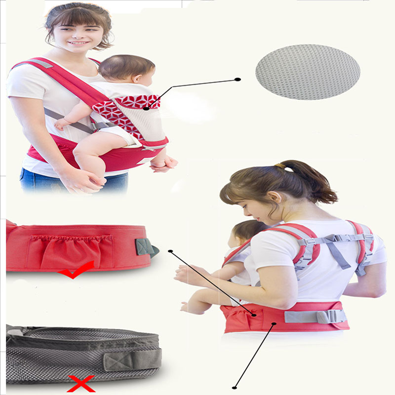Alebao Hip Seat Baby Carrier - Burgundy