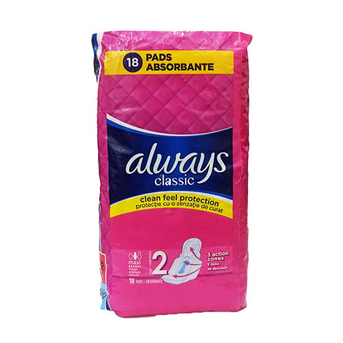 Always Classic Clean Feel Protection Maxi Wings 18 Pads - Size 2