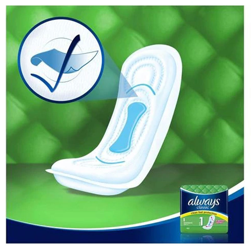 Always Classic Clean Feel Protection Standard Size 1 Pads -10 Pads