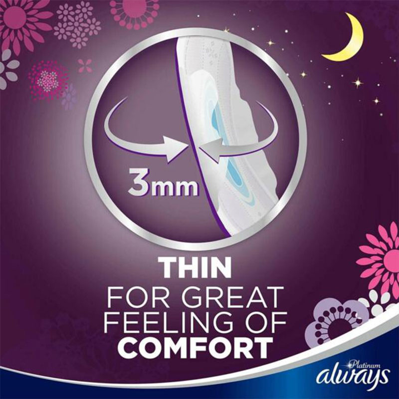 Always Platinum Secure Night 7pcs Ultra Pads With Wings - Size 4