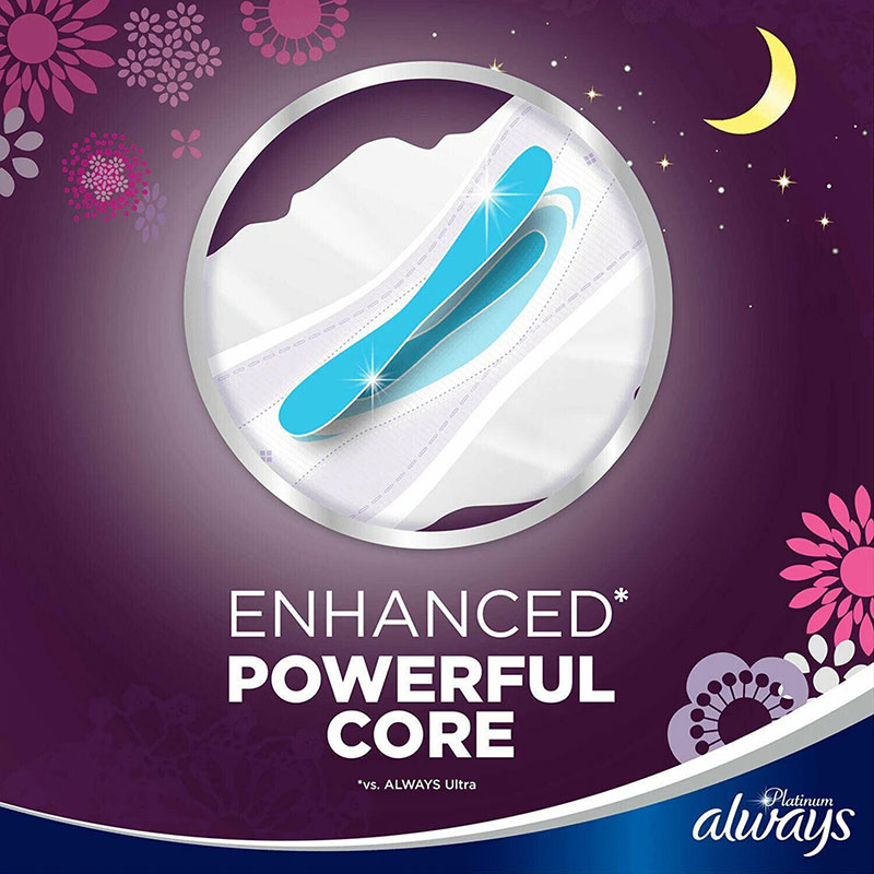 Always Platinum Secure Night 7pcs Ultra Pads With Wings - Size 4