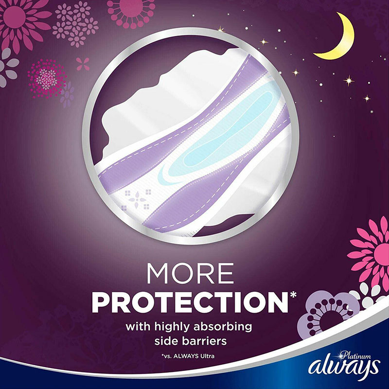 Always Platinum Secure Night 7pcs Ultra Pads With Wings - Size 4