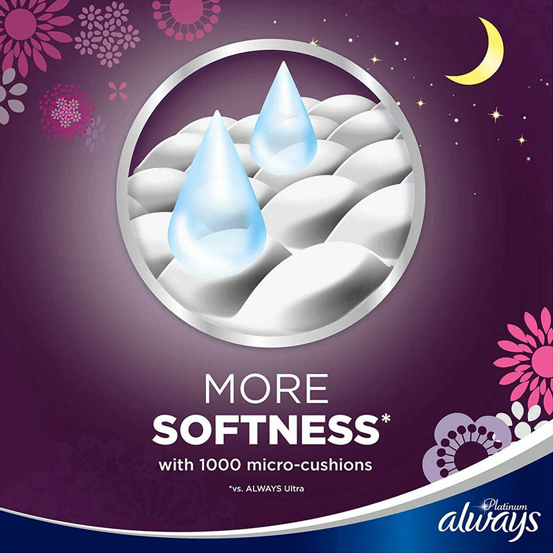 Always Platinum Secure Night 7pcs Ultra Pads With Wings - Size 4
