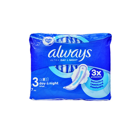 Always Ultra Day & Night  With Wings Sanitary 7 Pads - Size 3
