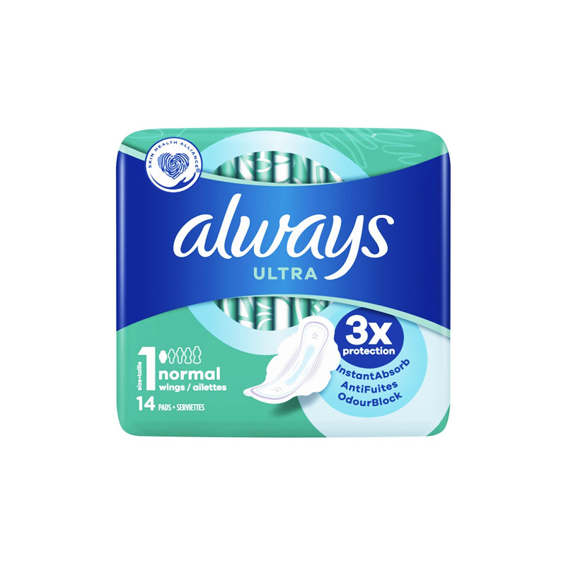 Always Ultra Normal With Wings Sanitary Napkins Size 1 (14 Pads)