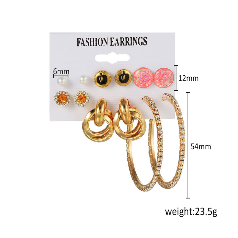 American Exaggerated Sequin Earrings Set - 6 Pairs (51)