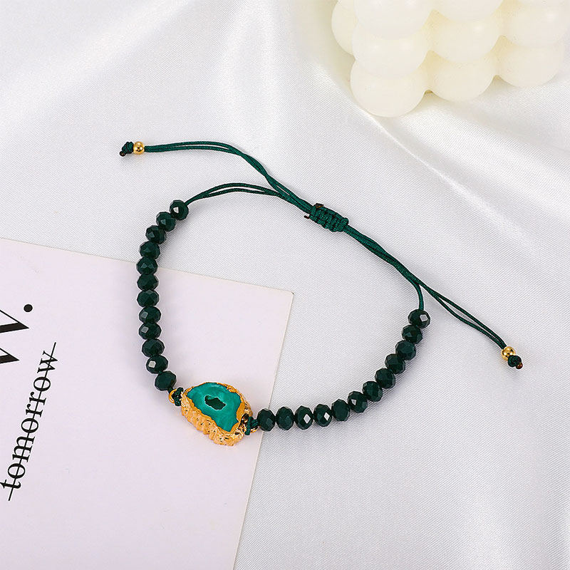 American Retro Acrylic Dark Green Beaded Bracelet (39)