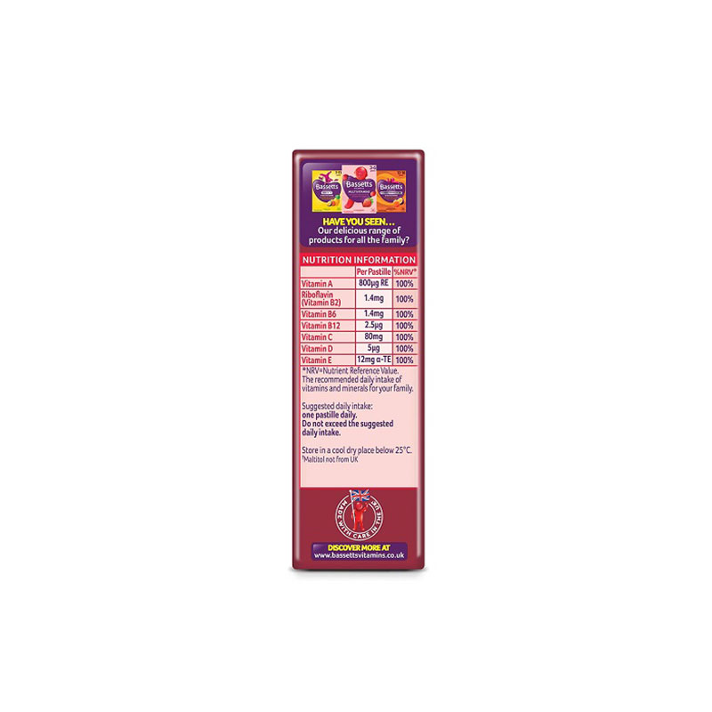 Bassetts Vitamins Adults Multivitamins Raspberry And Pomegranate Flavour Soft and Chewy - 30pcs