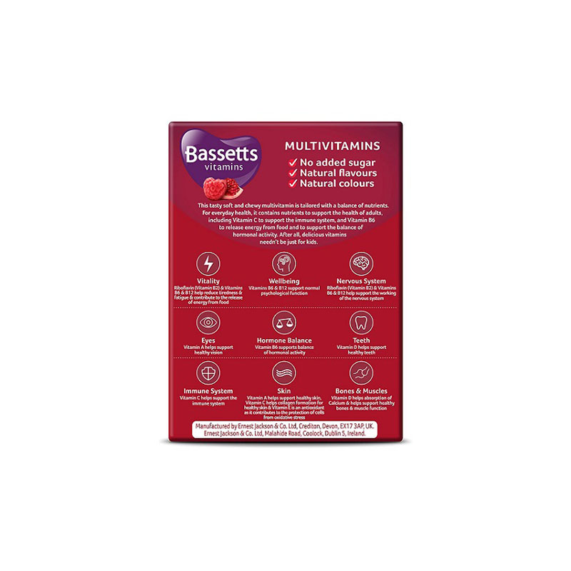 Bassetts Vitamins Adults Multivitamins Raspberry And Pomegranate Flavour Soft and Chewy - 30pcs