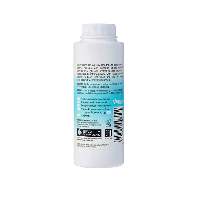 Beauty Formulas All Day Deodorising Foot Powder 100g