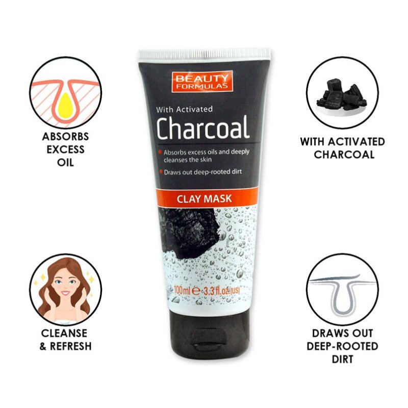 Beauty Formulas Charcoal Clay Mask 100ml