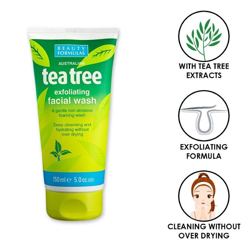 Beauty Formulas Tea Tree Exfoliating Facial Wash 150ml