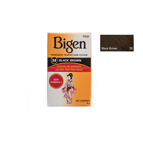 Bigen Permanent Powder Hair Colour - No 58 Black Brown