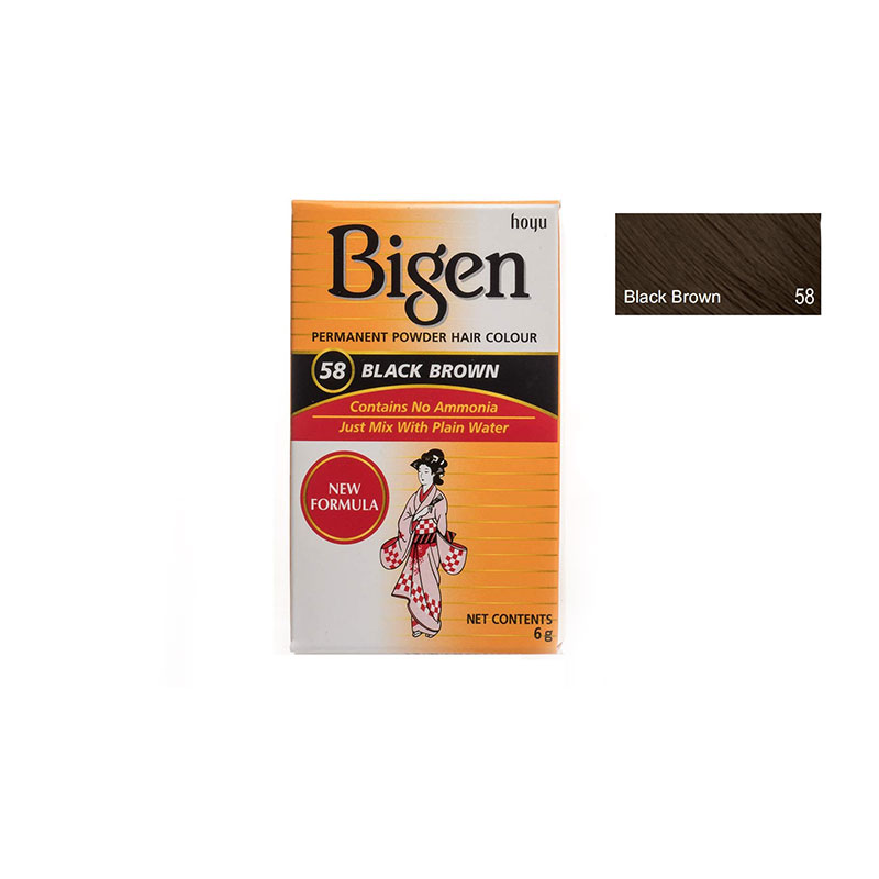 Bigen Permanent Powder Hair Colour - No 58 Black Brown || The MallBD Bigen Permanent Powder Hair Colour - No 58 Black Brown || The MallBD