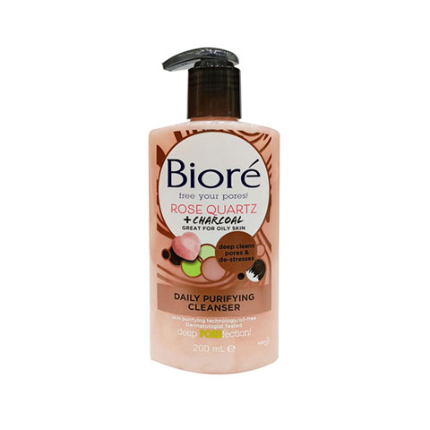 Biore Rose Quartz & Charcoal Daily Purifying Cleanser for Oily Skin 200ml