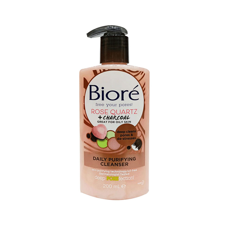 Biore Rose Quartz & Charcoal Daily Purifying Cleanser for Oily Skin 200ml