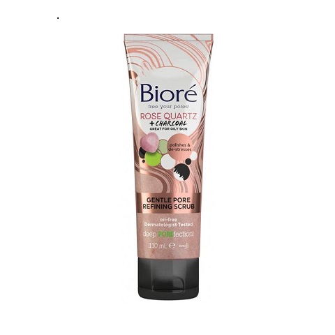 Biore Rose Quartz + Charcoal Gentle Pore Refining Scrub 110ml
