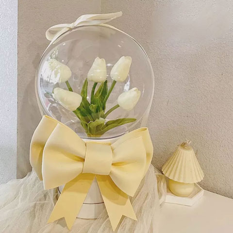 Bobo Transparent Plastic Balloon With Lighting Tulip Flower