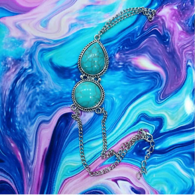 Bohemian Beach Retro Ethnic Turquoise Finger Bracelet (20136)