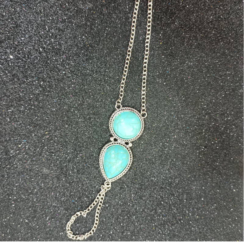 Bohemian Beach Retro Ethnic Turquoise Finger Bracelet (20136)