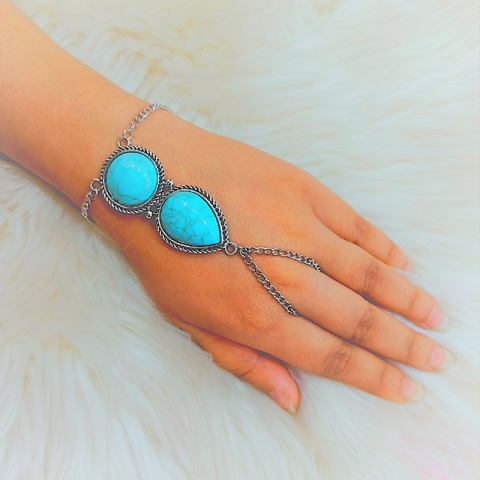 Bohemian Beach Retro Ethnic Turquoise Finger Bracelet (20136)