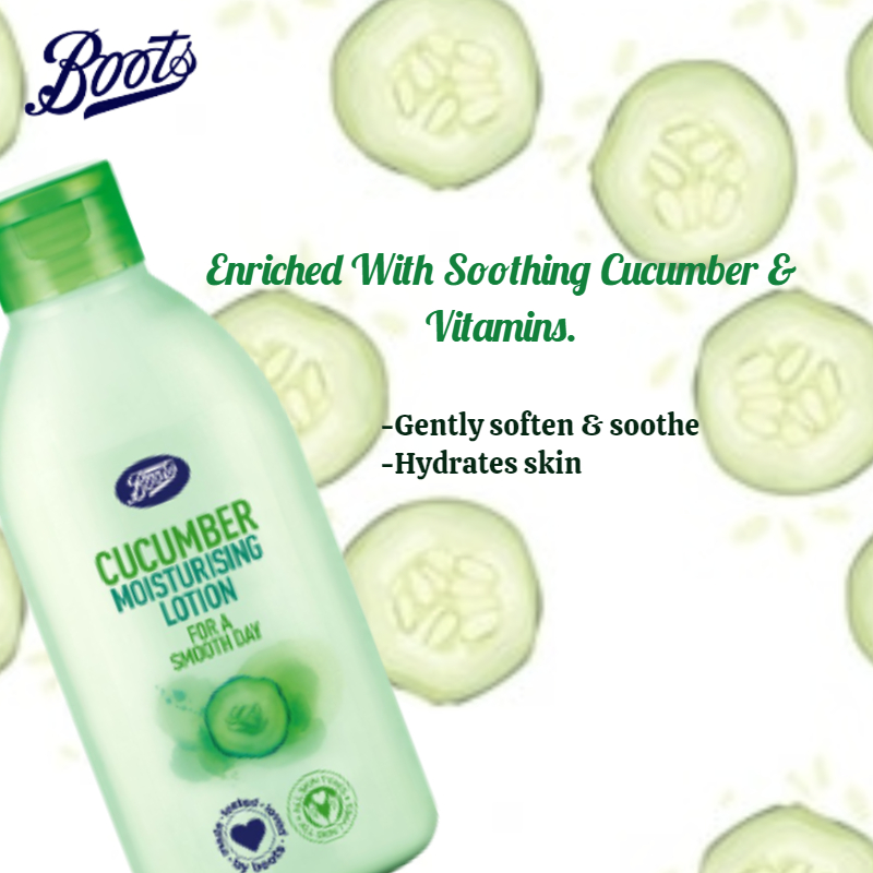 boots cucumber moisturising lotion boots cucumber moisturising lotion for a smooth day 150ml regular 6183740505525
