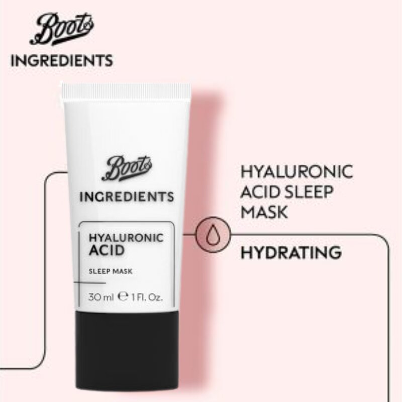 Boots Ingredients Hyaluronic Acid Sleep Mask 30ml
