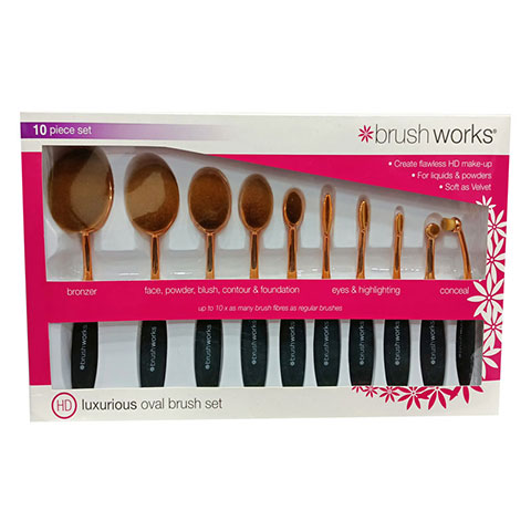Brushworks Hd Luxurious Oval Brush Set 10Piece