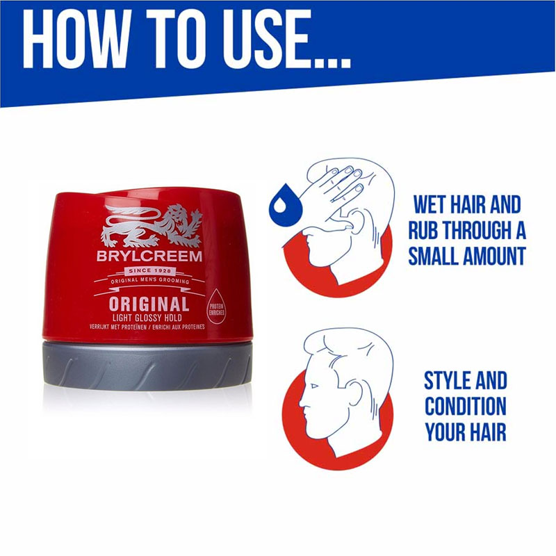 Brylcreem Original Pot Hair Cream Light Glossy Hold 250ml