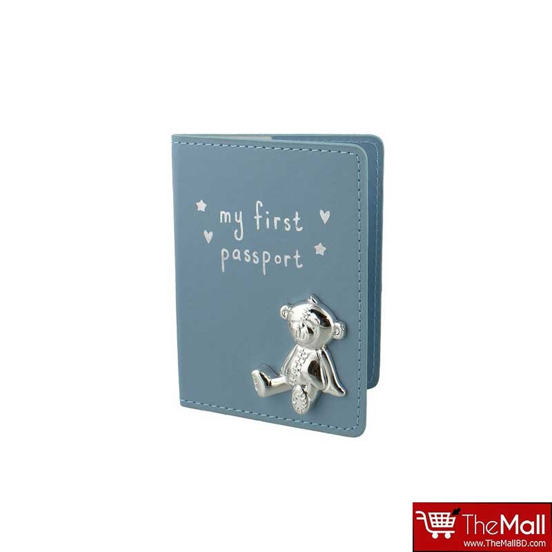 Button Corner PU My First Passport And Luggage Tag - Blue