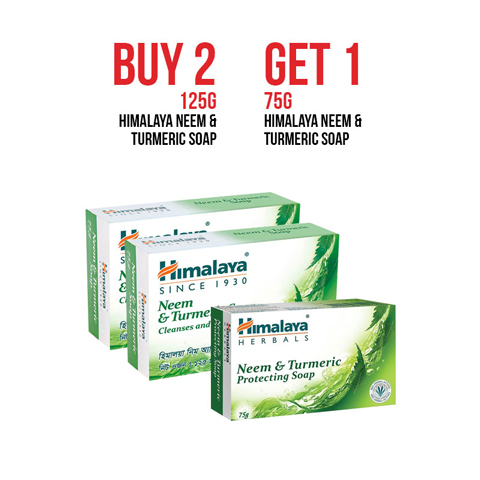 Buy 2 Himalaya Neem & Turmeric Soap 125g (Get 1 Himalaya Neem & Turmeric Soap 75g)