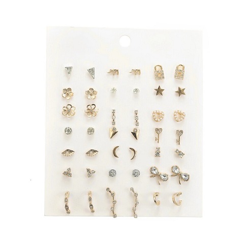 C-shaped Elephant pearl lock Earrings Set - 21 Pairs (58)