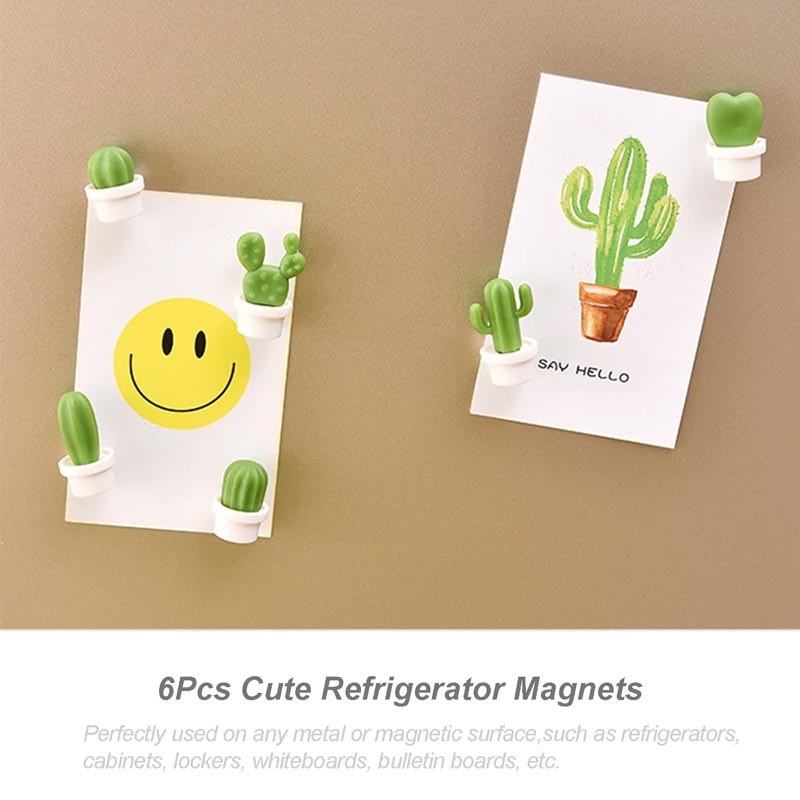 Cactus Magnetic Refrigerator Stickers 6pcs - White (20183)