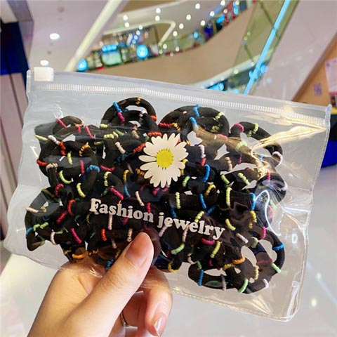 Candy Colors Nylon Hair Rubber Bands - Black (20143)