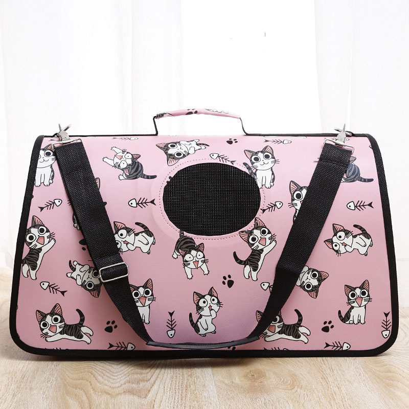Cat Print Pet Carrier Bag - Pink