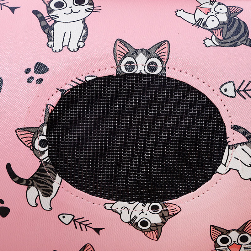 Cat Print Pet Carrier Bag - Pink
