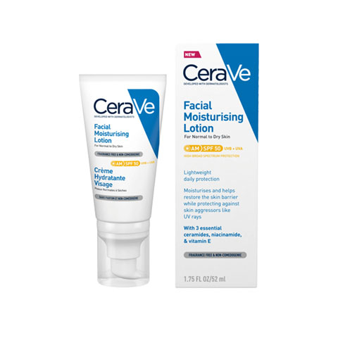 CeraVe AM Facial Moisturising Lotion For Normal To Dry Skin 52ml - SPF 50